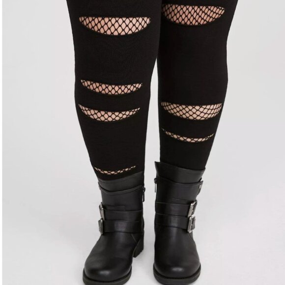 Torrid moto leggings 2 2x black mesh - Picture 2 of 9